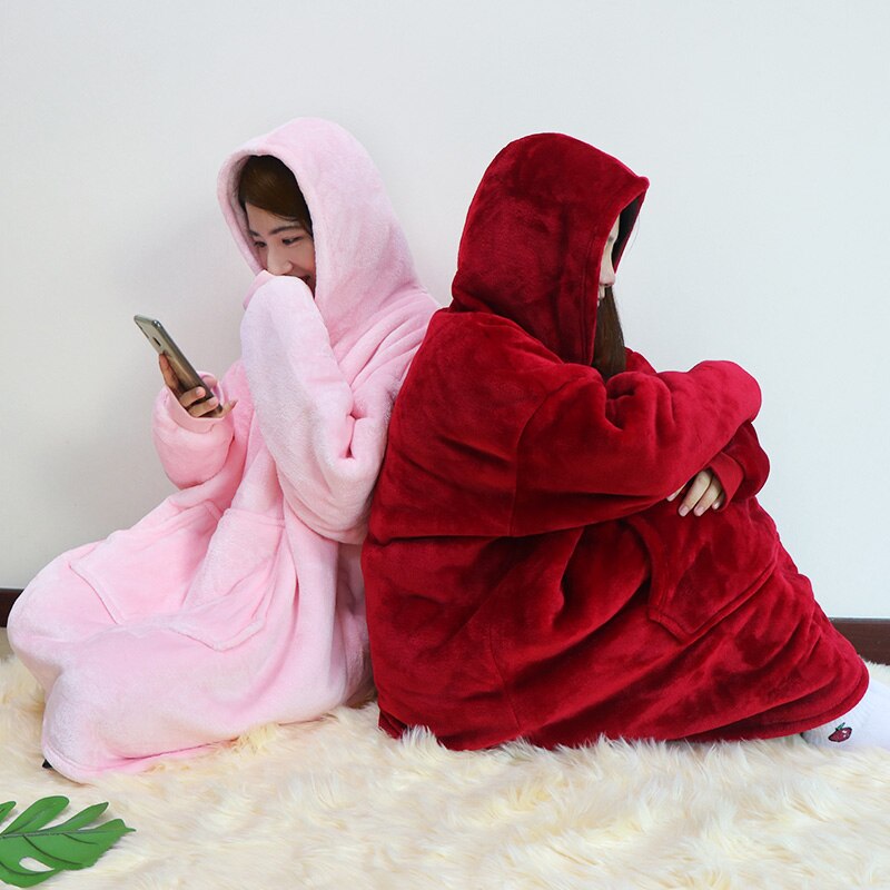 Women Blanket Sweatshirt Robe Winter Hoodies Outdoor Hooded Coats Warm Comfy Bathrobe Christmas Fleece Blanket Sudadera Mujer Women Blanket Sweatshirt Robe Winter Hoodies Outdoor Hooded Coats Warm Comfy Bathrobe Christmas Fleece Blanket Sudadera Mujer Color : baby pink|black|blue|pink|red|grey