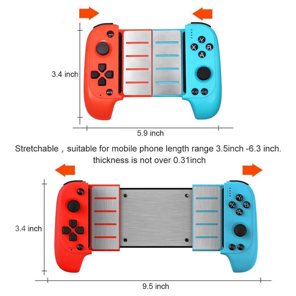 New Saitake 7007F Wireless Bluetooth Game Controller Telescopic Gamepad Joystick for Samsung Xiaomi Huawei Android Phone PC New Saitake 7007F Wireless Bluetooth Game Controller Telescopic Gamepad Joystick for Samsung Xiaomi Huawei Android Phone PC Color : Black|Red blue
