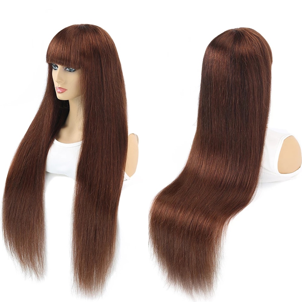 Brazilian Straight Ombre Human Hair Wigs For Women Full Wig With Bang Silk Brown Purple Highlight Machine Made Wig Remy 30inch Brazilian Straight Ombre Human Hair Wigs For Women Full Wig With Bang Silk Brown Purple Highlight Machine Made Wig Remy 30inch