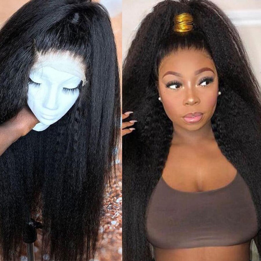 Kinky Straight Closure Wig PrePlucked Remy 13x4 Lace Front Human Hair Wigs For Women Bleach Knots Yaki Human Hair Wigs Kinky Straight Closure Wig PrePlucked Remy 13x4 Lace Front Human Hair Wigs For Women Bleach Knots Yaki Human Hair Wigs