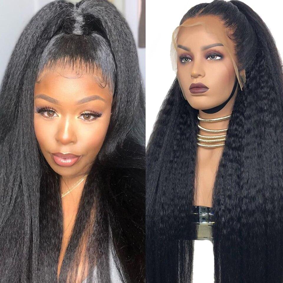 Kinky Straight Closure Wig PrePlucked Remy 13x4 Lace Front Human Hair Wigs For Women Bleach Knots Yaki Human Hair Wigs Kinky Straight Closure Wig PrePlucked Remy 13x4 Lace Front Human Hair Wigs For Women Bleach Knots Yaki Human Hair Wigs