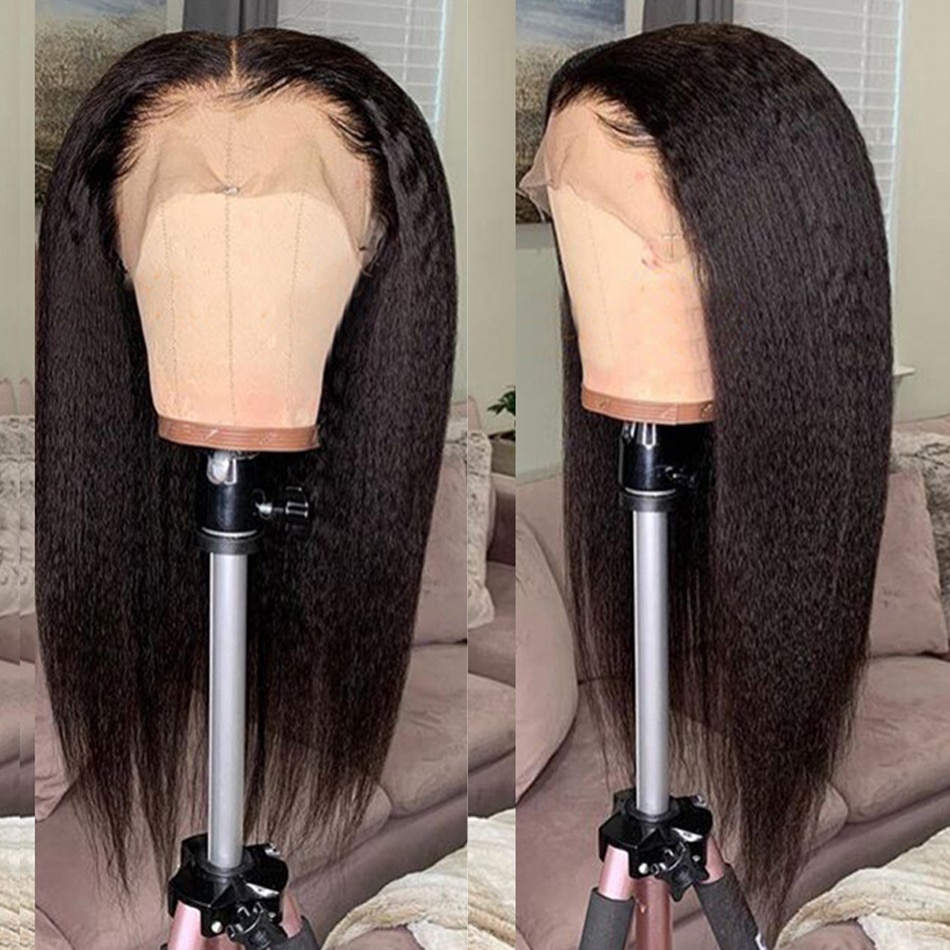 Kinky Straight Closure Wig PrePlucked Remy 13x4 Lace Front Human Hair Wigs For Women Bleach Knots Yaki Human Hair Wigs Kinky Straight Closure Wig PrePlucked Remy 13x4 Lace Front Human Hair Wigs For Women Bleach Knots Yaki Human Hair Wigs