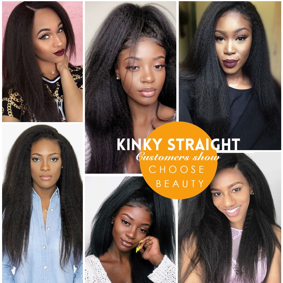 Kinky Straight Closure Wig PrePlucked Remy 13x4 Lace Front Human Hair Wigs For Women Bleach Knots Yaki Human Hair Wigs Kinky Straight Closure Wig PrePlucked Remy 13x4 Lace Front Human Hair Wigs For Women Bleach Knots Yaki Human Hair Wigs