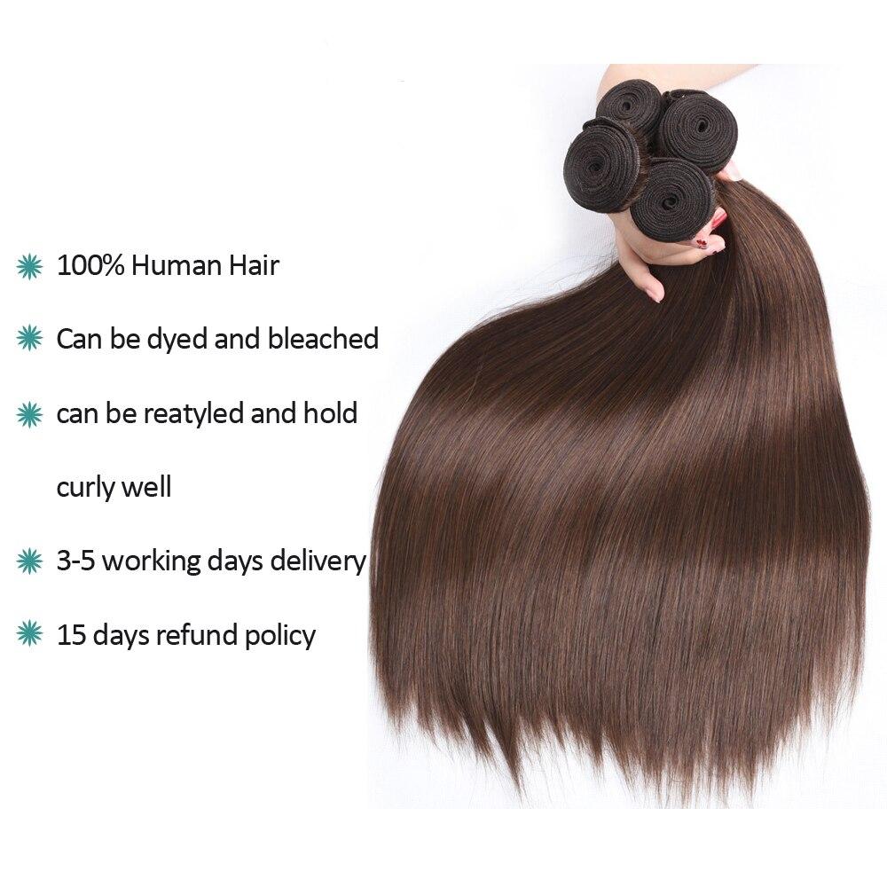 Natural Black Pre-Colored Straight Hair Weave Bundles With Lace Closure Brazilian Human Hair Extensions #2 #4 Light Brown Color Natural Black Pre-Colored Straight Hair Weave Bundles With Lace Closure Brazilian Human Hair Extensions #2 #4 Light Brown Color