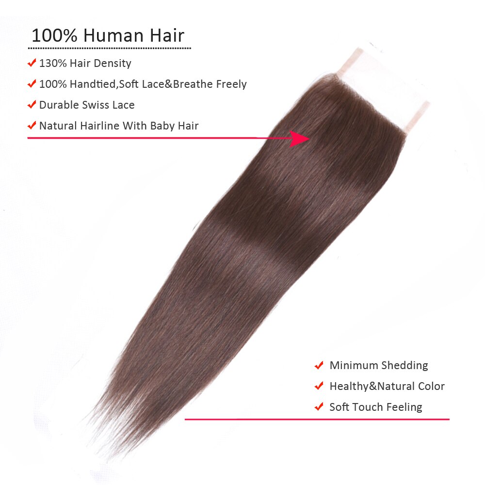 Natural Black Pre-Colored Straight Hair Weave Bundles With Lace Closure Brazilian Human Hair Extensions #2 #4 Light Brown Color Natural Black Pre-Colored Straight Hair Weave Bundles With Lace Closure Brazilian Human Hair Extensions #2 #4 Light Brown Color