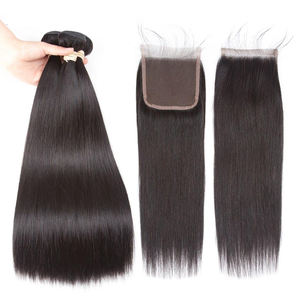 Natural Black Pre-Colored Straight Hair Weave Bundles With Lace Closure Brazilian Human Hair Extensions #2 #4 Light Brown Color Natural Black Pre-Colored Straight Hair Weave Bundles With Lace Closure Brazilian Human Hair Extensions #2 #4 Light Brown Color