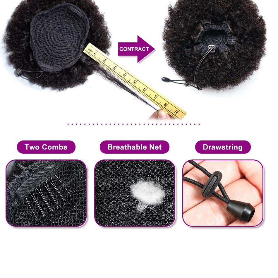 Afro Puff Ponytail Human Hair Bun Kinky Curly Drawstring Ponytail Ombre Brazilian Clip In Hair Extensions Soft Feel Hair Chignon Afro Puff Ponytail Human Hair Bun Kinky Curly Drawstring Ponytail Ombre Brazilian Clip In Hair Extensions Soft Feel Hair Chignon