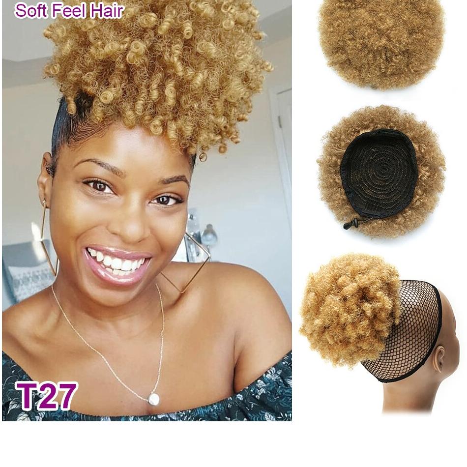 Afro Puff Ponytail Human Hair Bun Kinky Curly Drawstring Ponytail Ombre Brazilian Clip In Hair Extensions Soft Feel Hair Chignon Afro Puff Ponytail Human Hair Bun Kinky Curly Drawstring Ponytail Ombre Brazilian Clip In Hair Extensions Soft Feel Hair Chignon