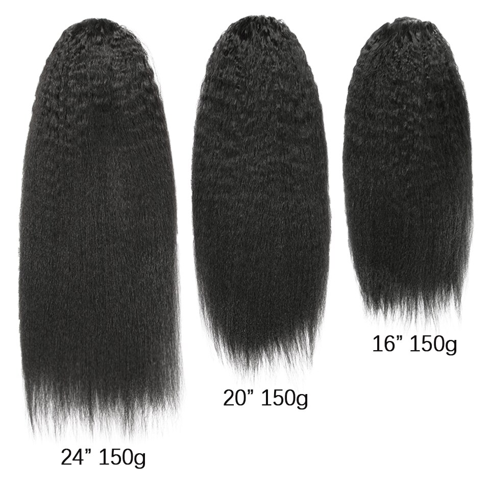 MRSHAIR Ponytail Human Hair Afro Kinky Straight Drawstring Ponytail For Black Women Permed Natural Hair #1B Ombre 16 20 24 Inch MRSHAIR Ponytail Human Hair Afro Kinky Straight Drawstring Ponytail For Black Women Permed Natural Hair #1B Ombre 16 20 24 Inch
