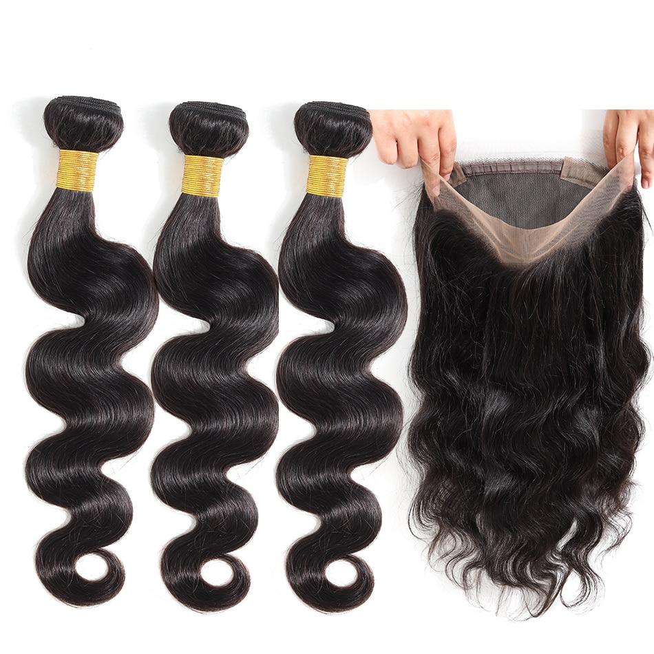 Aisha Queen Brazilian Hair Weave Bundles Body Wave Bundles With 360 Lace Frontal Closure Human Hair Bundle Non-Remy Hair