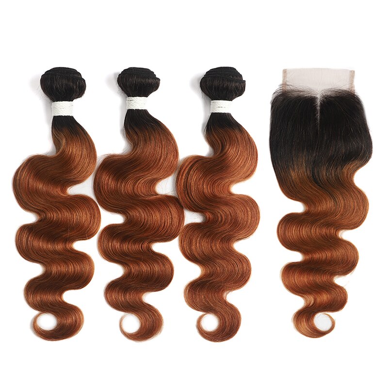 Brazilian Body Wave Bundles With Closure T1B/27 30 Ombre Blonde Brown Human Hair Weave Bundles With Closure Non-Remy Hair SOKU Brazilian Body Wave Bundles With Closure T1B/27 30 Ombre Blonde Brown Human Hair Weave Bundles With Closure Non-Remy Hair SOKU