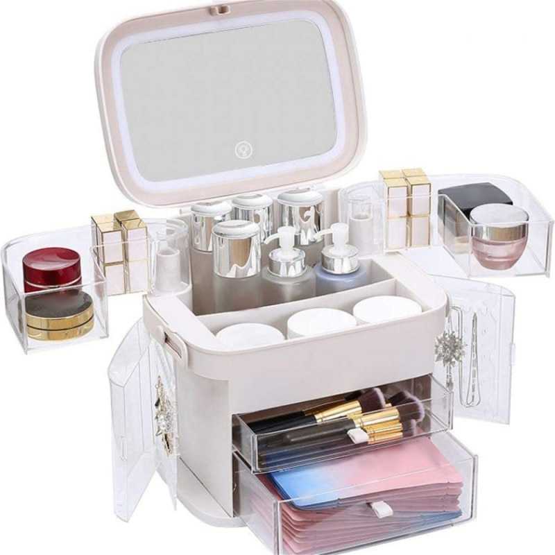 Led Light Makeup Organiser Storage,with Mirror And Light,with 6 Drawers,Women’s Large Gift Boxes Led Light Makeup Organiser Storage,with Mirror And Light,with 6 Drawers,Women's Large Gift Boxes