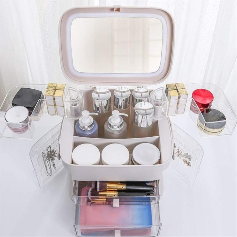 Led Light Makeup Organiser Storage,with Mirror And Light,with 6 Drawers,Women’s Large Gift Boxes Led Light Makeup Organiser Storage,with Mirror And Light,with 6 Drawers,Women's Large Gift Boxes