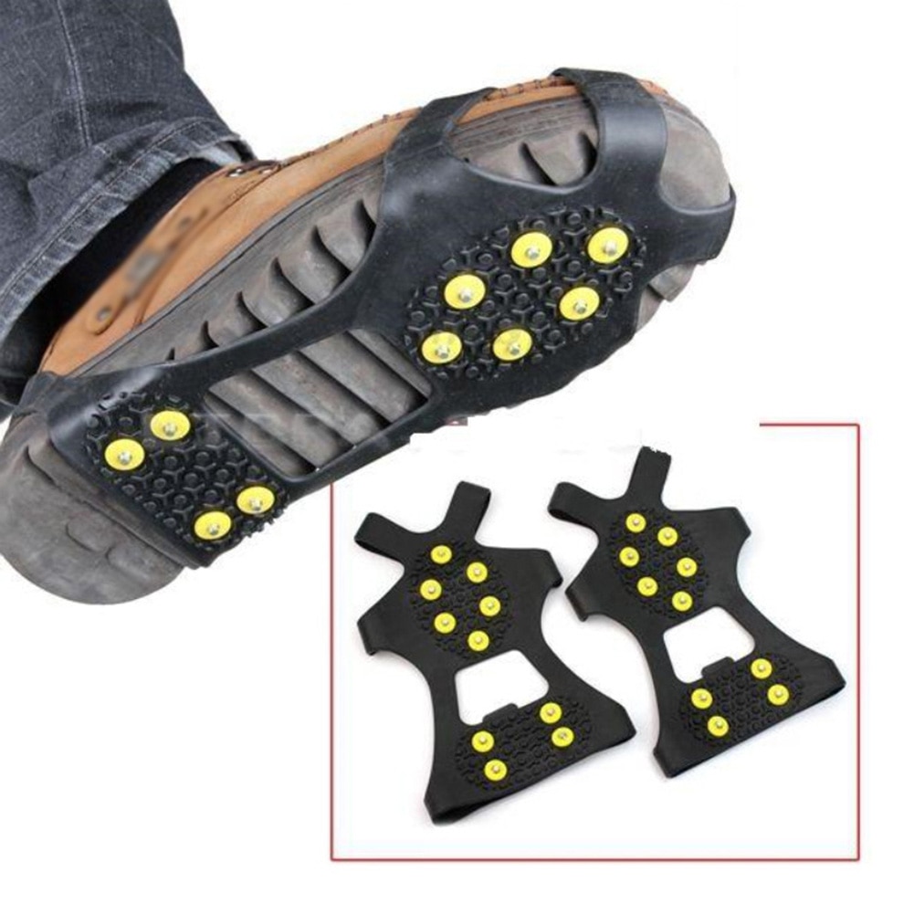 1 Pair 10 Studs Anti-Skid Ice Gripper Spike Winter Climbing Anti-Slip Snow Spikes Grips Cleats Over Shoes Covers Crampon 1 Pair 10 Studs Anti-Skid Ice Gripper Spike Winter Climbing Anti-Slip Snow Spikes Grips Cleats Over Shoes Covers Crampon