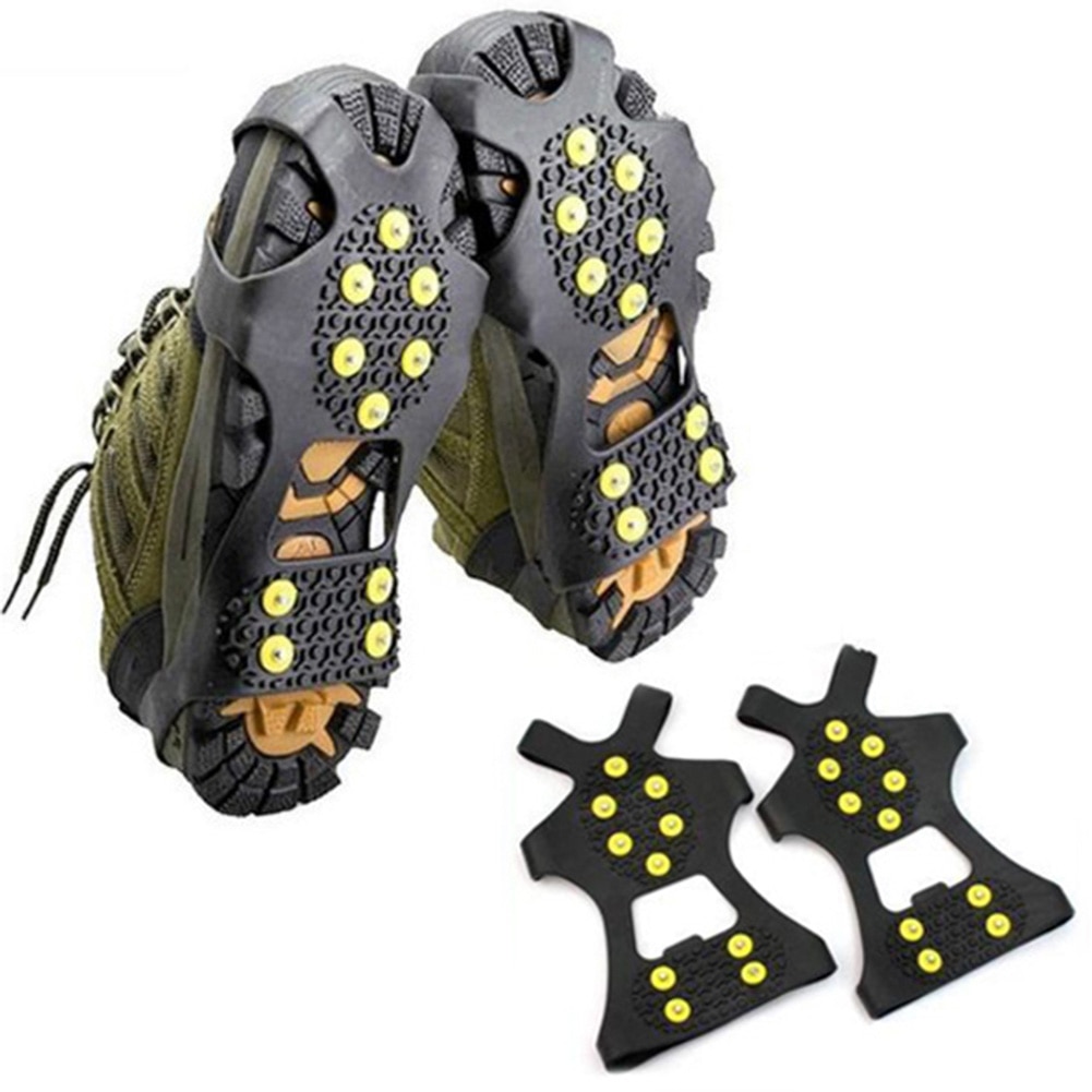 1 Pair 10 Studs Anti-Skid Ice Gripper Spike Winter Climbing Anti-Slip Snow Spikes Grips Cleats Over Shoes Covers Crampon 1 Pair 10 Studs Anti-Skid Ice Gripper Spike Winter Climbing Anti-Slip Snow Spikes Grips Cleats Over Shoes Covers Crampon