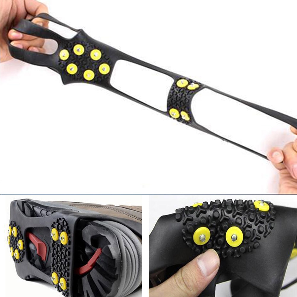 1 Pair 10 Studs Anti-Skid Ice Gripper Spike Winter Climbing Anti-Slip Snow Spikes Grips Cleats Over Shoes Covers Crampon 1 Pair 10 Studs Anti-Skid Ice Gripper Spike Winter Climbing Anti-Slip Snow Spikes Grips Cleats Over Shoes Covers Crampon