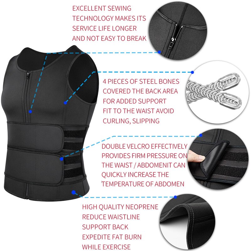 Men’s Body Shaper Waist Trainer Sauna Vest Double Belt Sweat Shirt Corset Top Abdomen Slimming Shapewear Fat Burn Fitness Top Men's Body Shaper Waist Trainer Sauna Vest Double Belt Sweat Shirt Corset Top Abdomen Slimming Shapewear Fat Burn Fitness Top