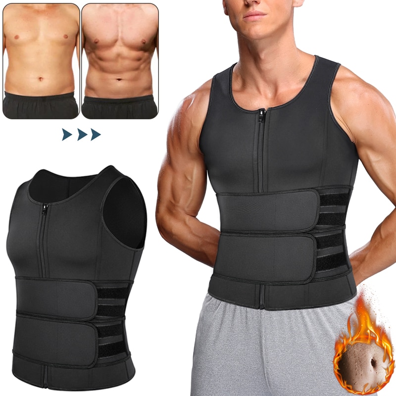 Men’s Body Shaper Waist Trainer Sauna Vest Double Belt Sweat Shirt Corset Top Abdomen Slimming Shapewear Fat Burn Fitness Top Men's Body Shaper Waist Trainer Sauna Vest Double Belt Sweat Shirt Corset Top Abdomen Slimming Shapewear Fat Burn Fitness Top