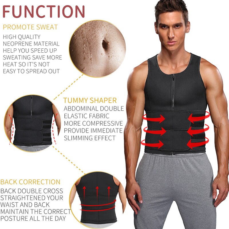 Men's Body Shaper Waist Trainer Sauna Vest Double Belt Sweat Shirt Corset Top Abdomen Slimming Shapewear Fat Burn Fitness Top Men's Body Shaper Waist Trainer Sauna Vest Double Belt Sweat Shirt Corset Top Abdomen Slimming Shapewear Fat Burn Fitness Top