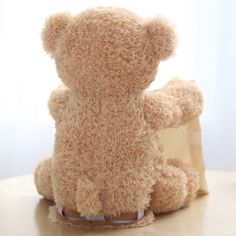 30cm Peek a Boo Teddy Bear Play Hide Seek Lovely Cartoon Stuffed Kids Birthday Xmas Gift Cute Electric Music Bear Plush Toy New