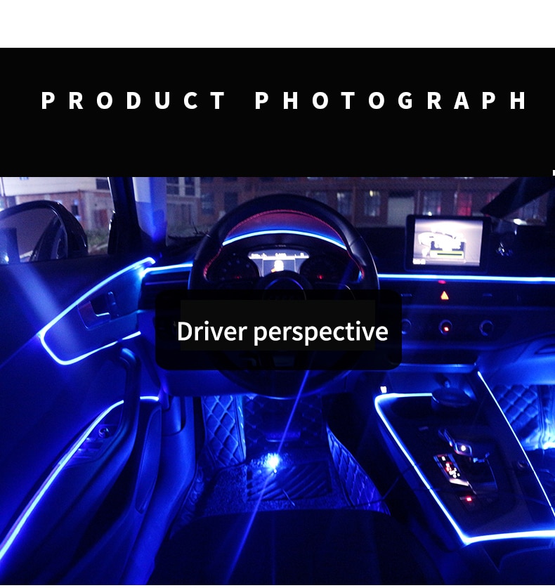 5m car interior accessories atmosphere lamp EL cold light line with USB DIY Decorative Dash board Console Auto LED Ambient Light
