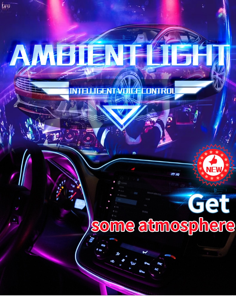 5m car interior accessories atmosphere lamp EL cold light line with USB DIY Decorative Dash board Console Auto LED Ambient Light