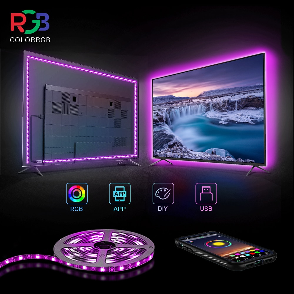 ColorRGB, TV Backlight , USB Powered LED strip light ,RGB5050 For 24 Inch-60 Inch TV,Mirror,PC, APP Control Bias ColorRGB, TV Backlight , USB Powered LED strip light ,RGB5050 For 24 Inch-60 Inch TV,Mirror,PC, APP Control Bias