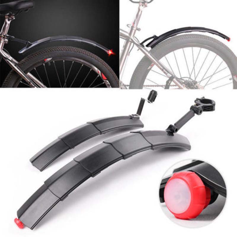 ROBESBON Telescopic Folding Bicycle Fender Set with Taillight MTB Mudguard Bicycle Front Rear Fender for Road Bike Mud Guard