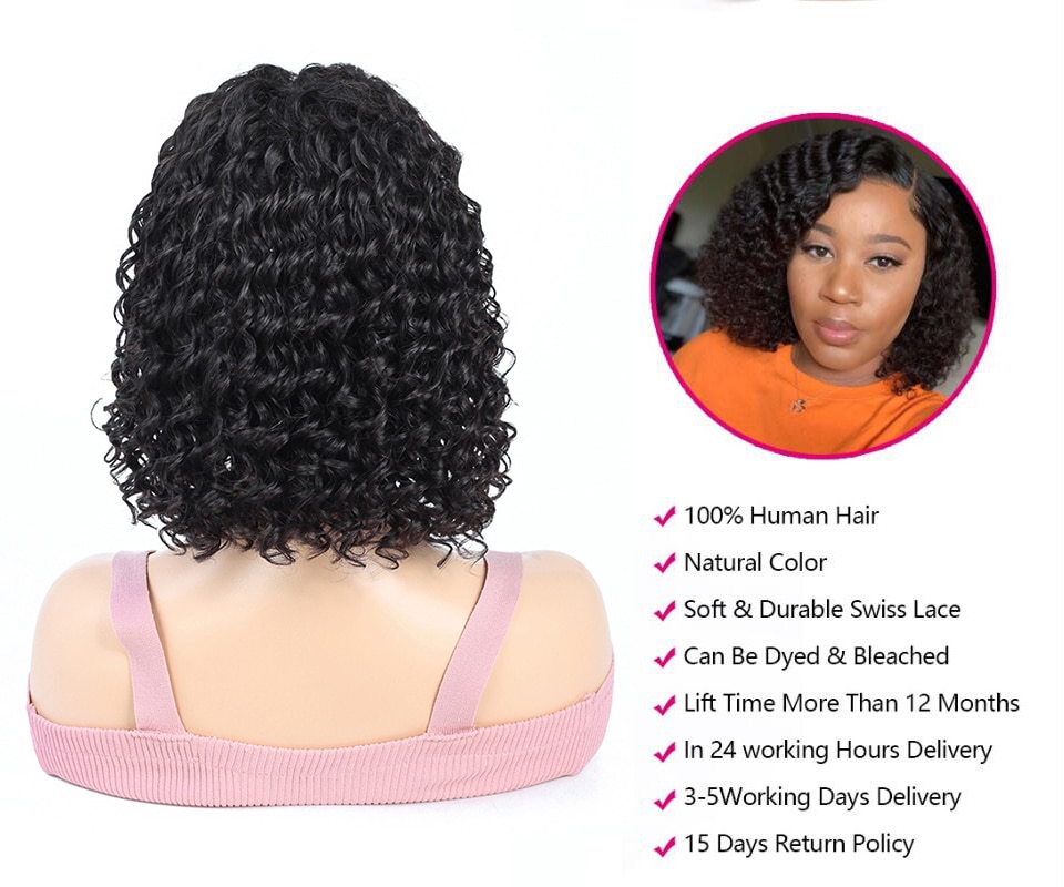 Nicelight Short Lace Closure Wigs Wet and Wavy Brazilian 4×4 Curly Lace Wigs For Black Women Deep Wave Bob Human Hair Wigs Nicelight Short Lace Closure Wigs Wet and Wavy Brazilian 4x4 Curly Lace Wigs For Black Women Deep Wave Bob Human Hair Wigs