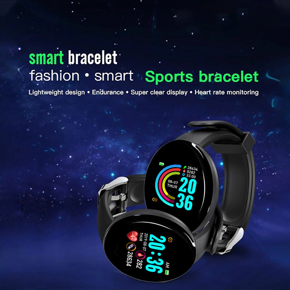 D18 Smart Bracelet Color round Screen Heart Rate Blood Pressure Sleep Monitoring Pedometer Sports Fitness Smart Watch