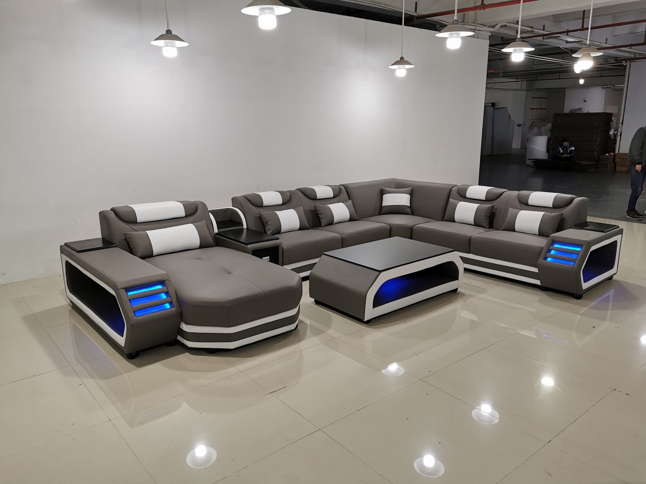 Modern Living Room Sofa Set Genuine Leather Sofas with USB Music Speaker Modern Living Room Sofa Set Genuine Leather Sofas with USB Music Speaker