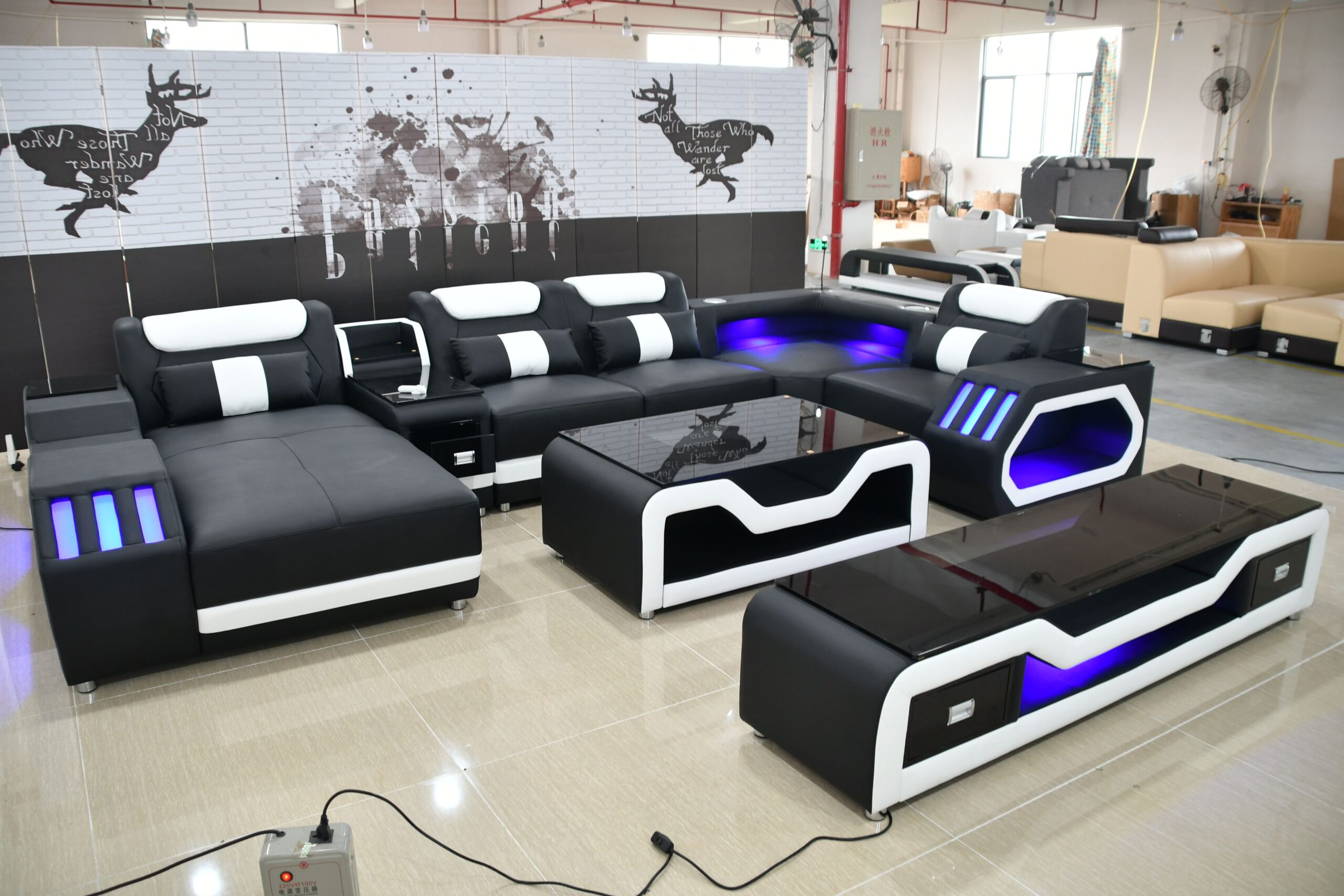 Modern Living Room Sofa Set Genuine Leather Sofas with USB Music Speaker Modern Living Room Sofa Set Genuine Leather Sofas with USB Music Speaker