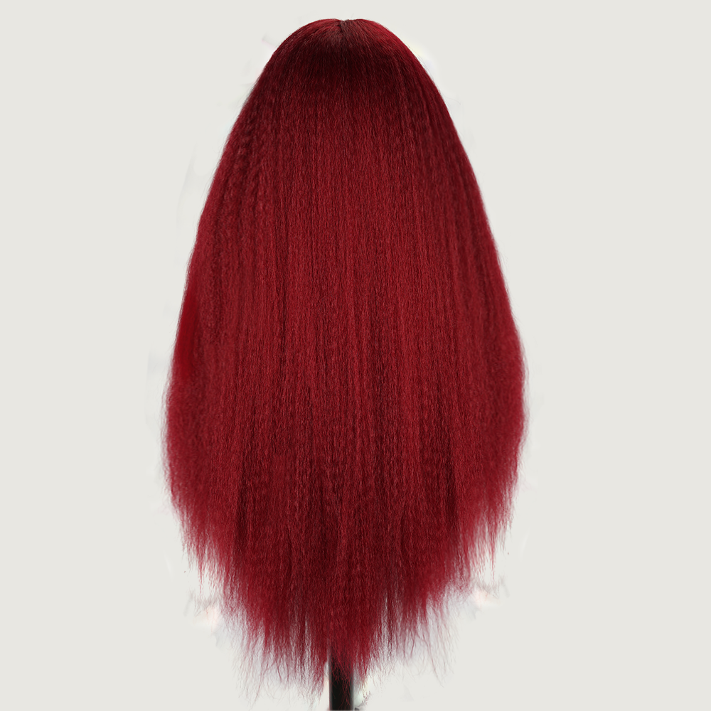 Long Brown Kinky Straight Wig Copper Red Yaki 28 30 inch Wigs For Women With Natural Hairline Hair Heat Temperature Glueless Long Brown Kinky Straight Wig Copper Red Yaki 28 30 inch Wigs For Women With Natural Hairline Hair Heat Temperature Glueless