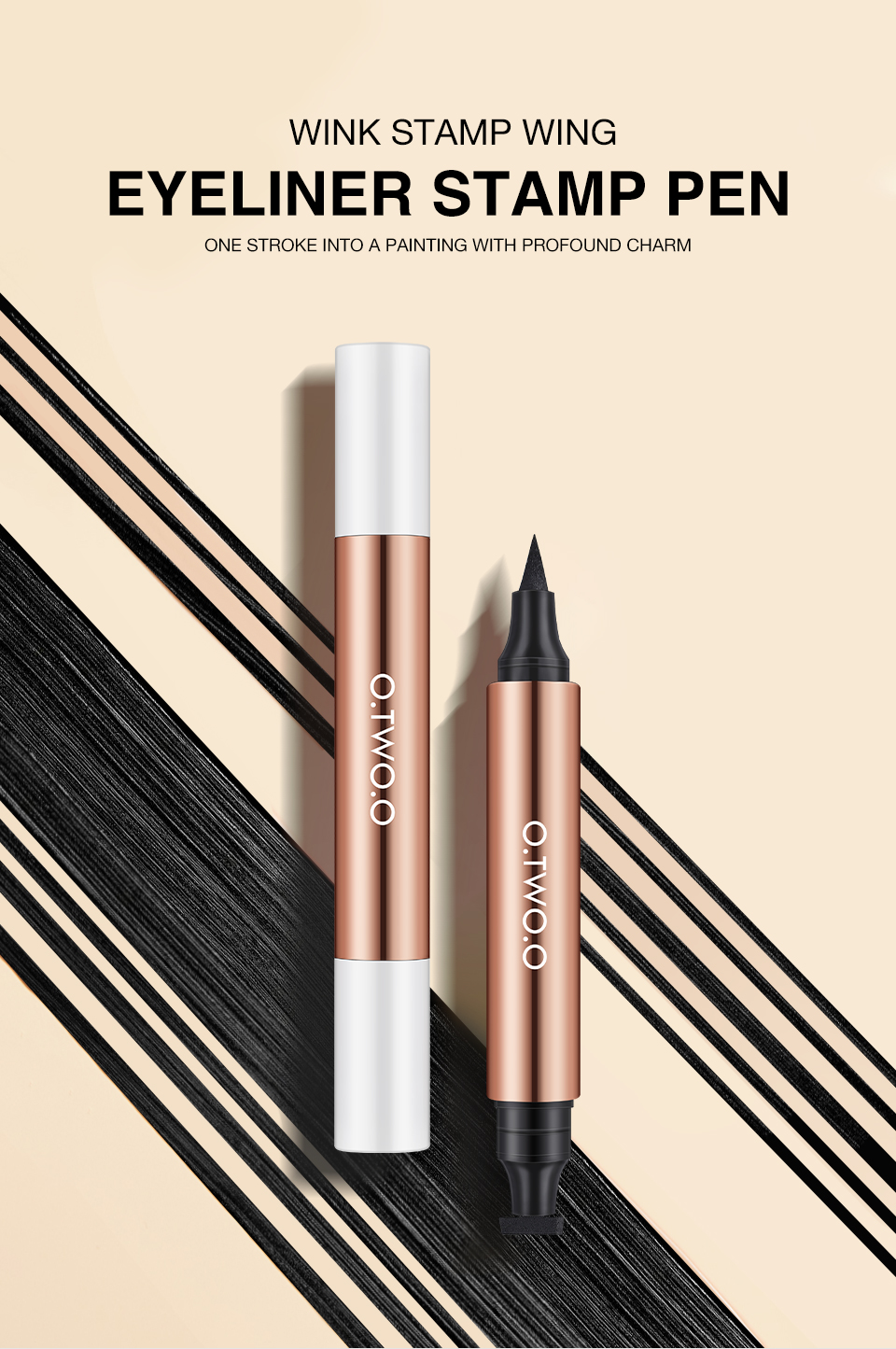 O.TWO.O Eyeliner Stamp Black Liquid Eyeliner Pen Waterproof Fast Dry Double-ended Eye Liner Pencil Make-up for Women Cosmetics O.TWO.O Eyeliner Stamp Black Liquid Eyeliner Pen Waterproof Fast Dry Double-ended Eye Liner Pencil Make-up for Women Cosmetics