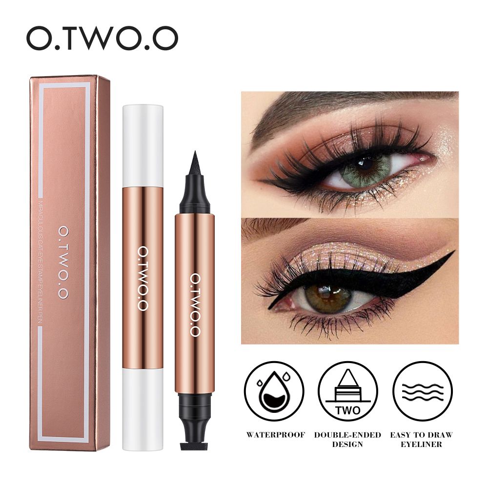 O.TWO.O Eyeliner Stamp Black Liquid Eyeliner Pen Waterproof Fast Dry Double-ended Eye Liner Pencil Make-up for Women Cosmetics O.TWO.O Eyeliner Stamp Black Liquid Eyeliner Pen Waterproof Fast Dry Double-ended Eye Liner Pencil Make-up for Women Cosmetics