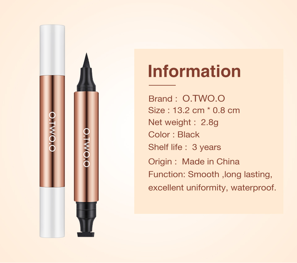 O.TWO.O Eyeliner Stamp Black Liquid Eyeliner Pen Waterproof Fast Dry Double-ended Eye Liner Pencil Make-up for Women Cosmetics O.TWO.O Eyeliner Stamp Black Liquid Eyeliner Pen Waterproof Fast Dry Double-ended Eye Liner Pencil Make-up for Women Cosmetics