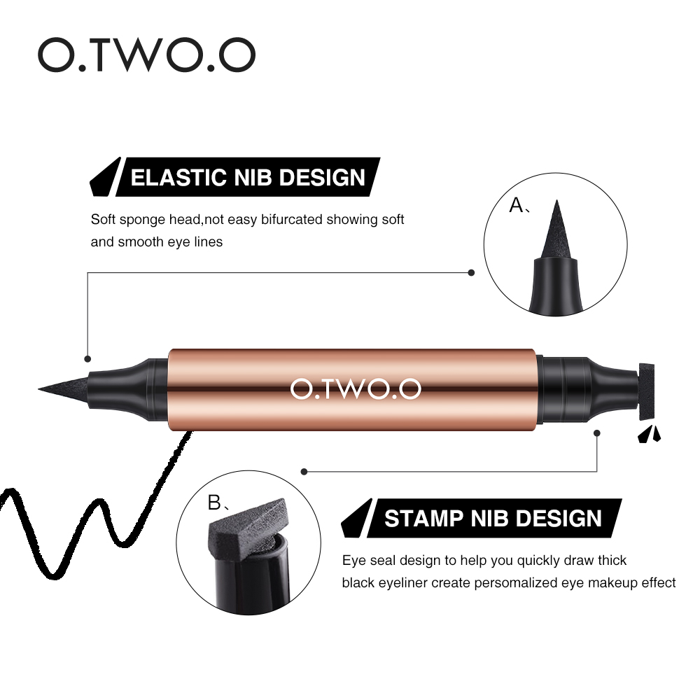O.TWO.O Eyeliner Stamp Black Liquid Eyeliner Pen Waterproof Fast Dry Double-ended Eye Liner Pencil Make-up for Women Cosmetics O.TWO.O Eyeliner Stamp Black Liquid Eyeliner Pen Waterproof Fast Dry Double-ended Eye Liner Pencil Make-up for Women Cosmetics