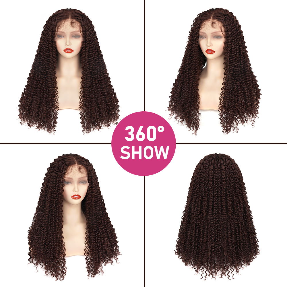 Reddish Brown Kinky Curly Wig Synthetic Lace T Part Wigs For Women Copper Red Pre Plucked With Baby Hair Lace Closured Wig Reddish Brown Kinky Curly Wig Synthetic Lace T Part Wigs For Women Copper Red Pre Plucked With Baby Hair Lace Closured Wig