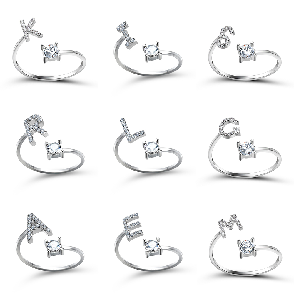 A-Z Letter Adjustable Opening Rings A-Z Letter Adjustable Opening Rings