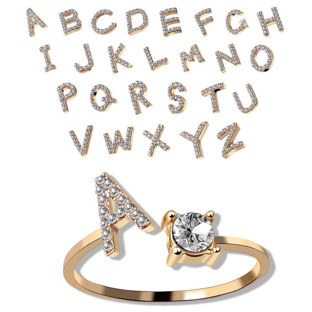 A-Z Letter Adjustable Opening Rings A-Z Letter Adjustable Opening Rings