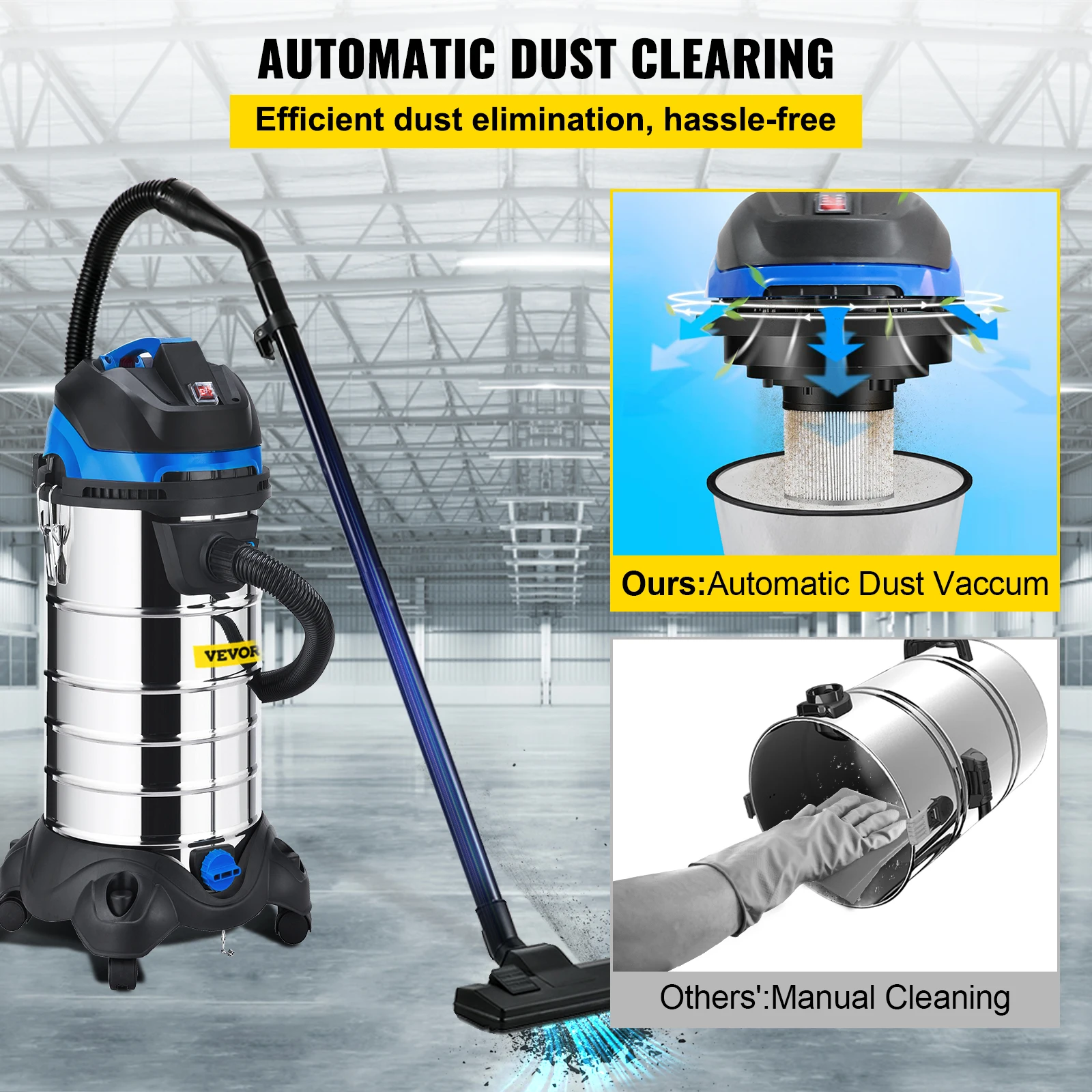 VEVOR Dust Extractor Collector Wet & Dry Vacuum Cleaner 6.5-13.5 Gal. HEPA Filtration System for Household and Jobsite Cleaning VEVOR Dust Extractor Collector Wet & Dry Vacuum Cleaner 6.5-13.5 Gal. HEPA Filtration System for Household and Jobsite Cleaning